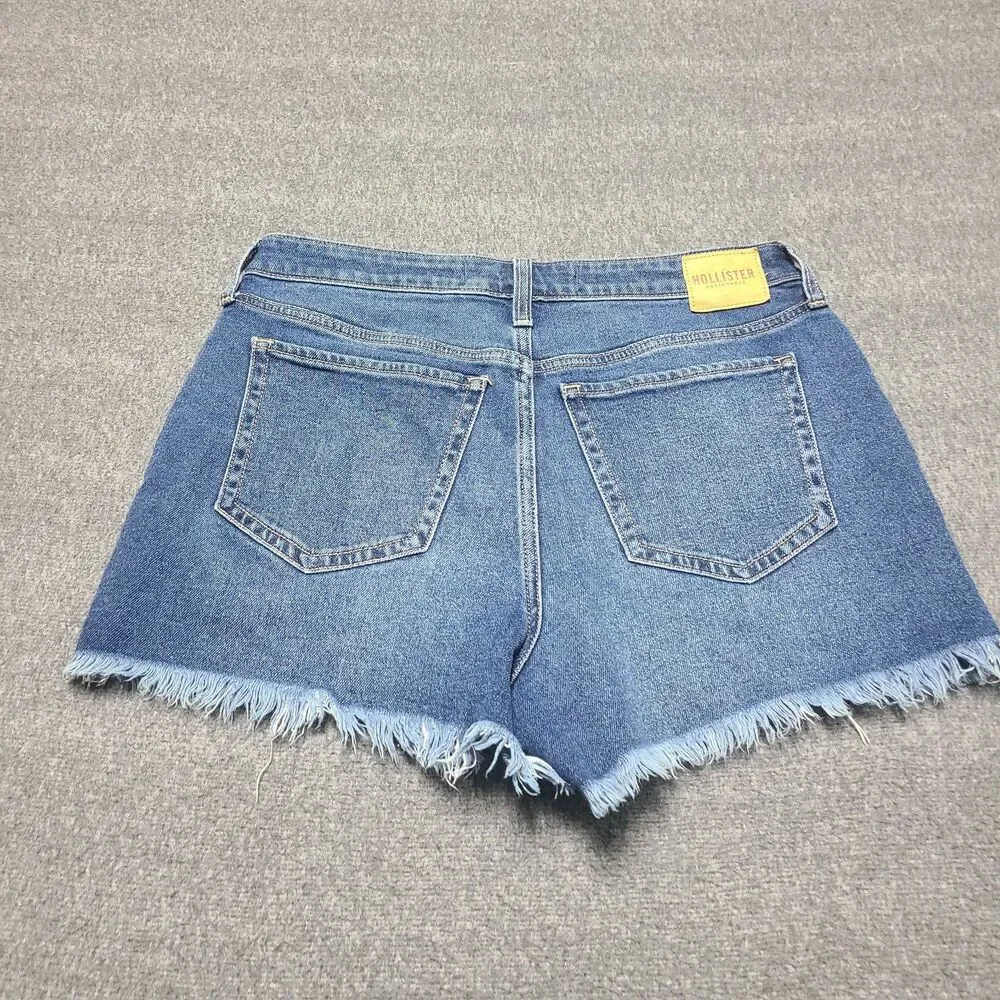 Hollister Ultra High Rise Mom Short 3 Inch Inseam Frayed Denim Blue W30 - Picture 7 of 9